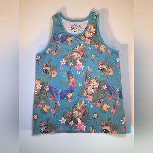 LRG Tropical Pattern Blue Multicolor Men's XL Sleeveless Tank Top